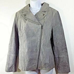 Isaac Mizrahi Live Women's Suede Motorcycle Jacket